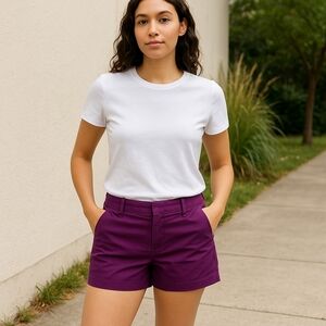 Ann Taylor LOFT Purple Cotton Shorts Size 10 NWT